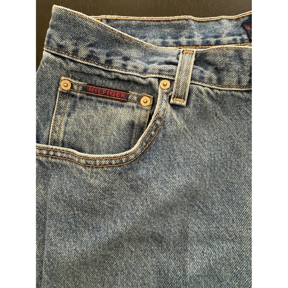 Tommy Hilfiger Mens Old‎ School Freedom Jean 36x34 Blue 90s Flag Spellout Denim - Picture 6 of 16